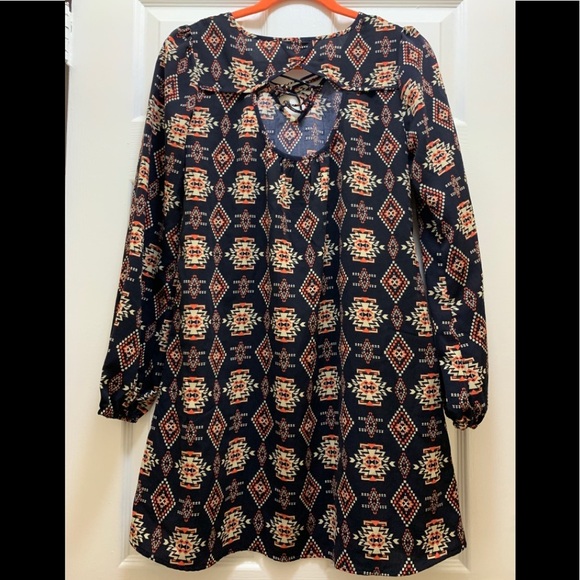 Xhilaration Long Sleeve Aztec Print Tunic Dress Size M - Picture 1 of 6